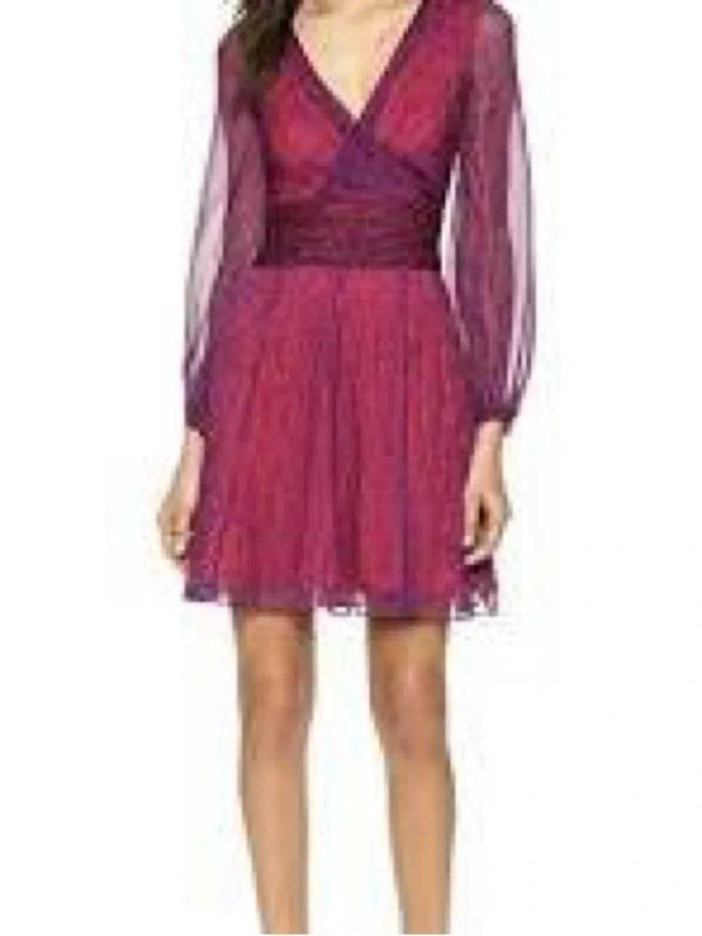 DIANE VON FURSTENBERG Dvf Ashlynn Surplice Silk Purple Red Wrap Dress Mini 2